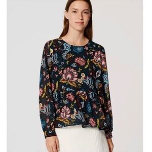 Loft Floral Print Petite Peplum Blouse